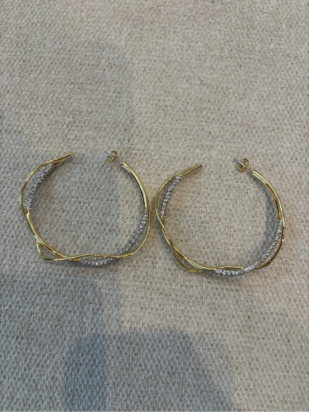 Alex Bittar Two-Tone Twisted Hoop Earrings - Gold and Silver